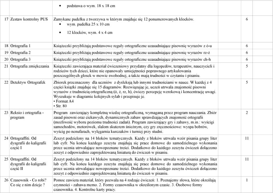 pisownię wyrazów rz-ż 6 0 Ortografia 3 Książeczki przybliżają podstawowe reguły ortograficzne uzasadniające pisownię wyrazów ch-h 6 Ortografia zmiękczania Książeczki zawierająca materiał ćwiczeniowy