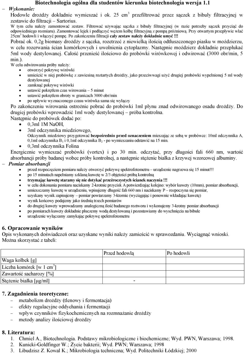 Przy otwartym przepływie wlać 25cm 3 hodowli i włączyć pompę. Po zakończeniu filtracji cały zestaw należy dokładnie umyć!!! Pobrać ok.