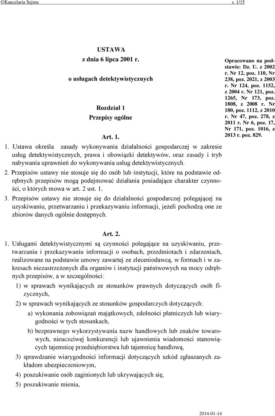 Przepisy ogólne Art. 1.