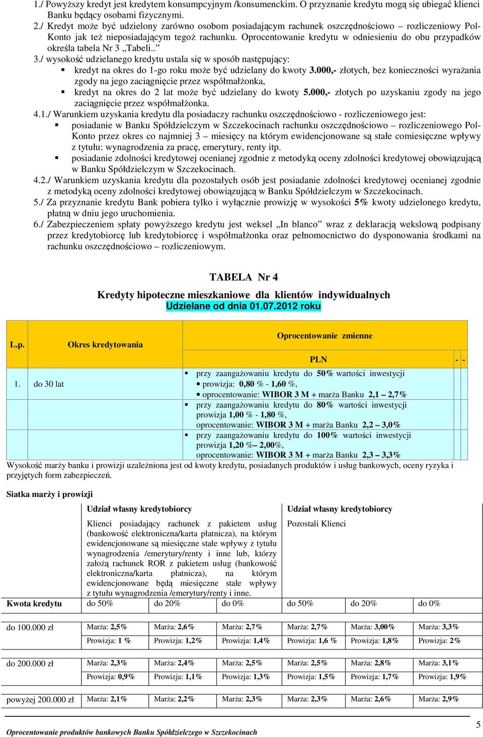 kredytu w odniesieniu do obu przypadków określa tabela Nr 3 Tabeli.. 3./ wysokość udzielanego kredytu ustala się w sposób następujący: kredyt na okres do 1go roku może być udzielany do kwoty 3.