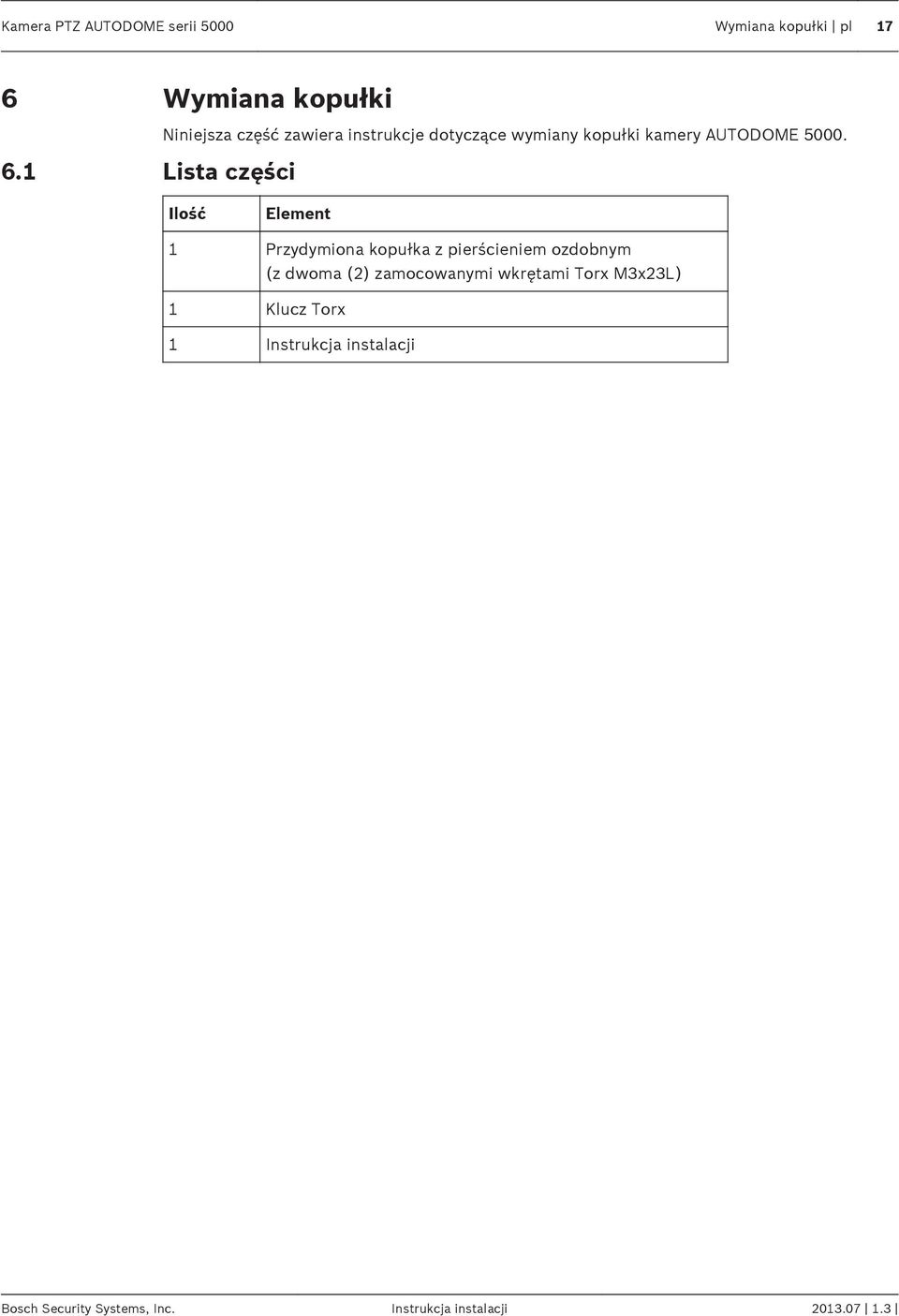 1 Lista części Ilość Element 1 Przydymiona kopułka z pierścieniem ozdobnym (z dwoma (2)