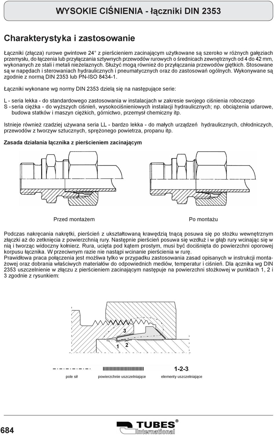 Stosowane są w napędach i sterowaniach hydraulicznych i pneumatycznych oraz do zastosowań ogólnych. Wykonywane są zgodnie z normą DIN 2353 lub PN-ISO 8434-1.