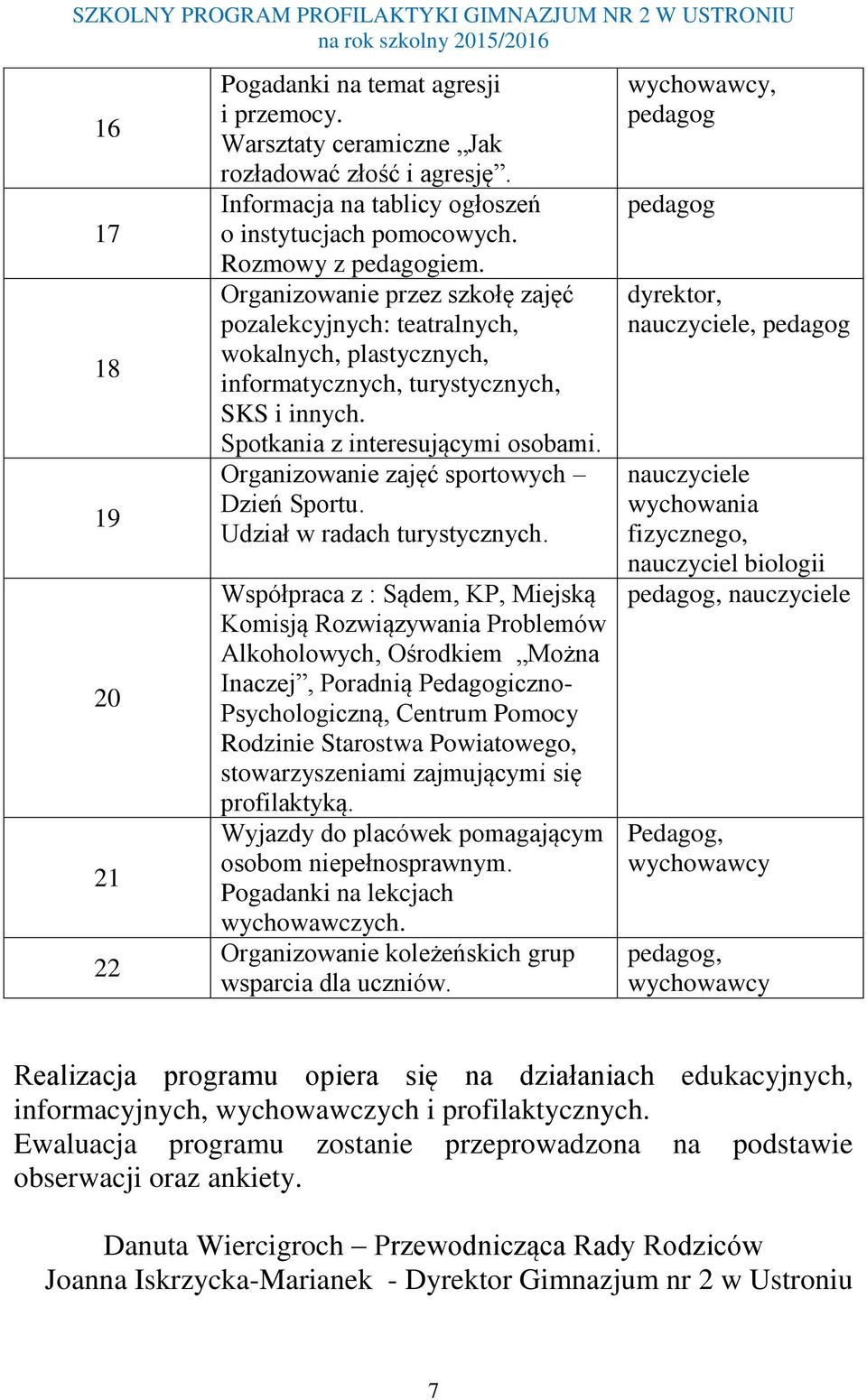 Organizowanie zajęć sportowych Dzień Sportu. Udział w radach turystycznych.