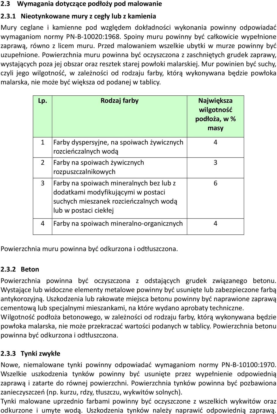 Powierzchnia muru powinna być oczyszczona z zaschniętych grudek zaprawy, wystających poza jej obszar oraz resztek starej powłoki malarskiej.