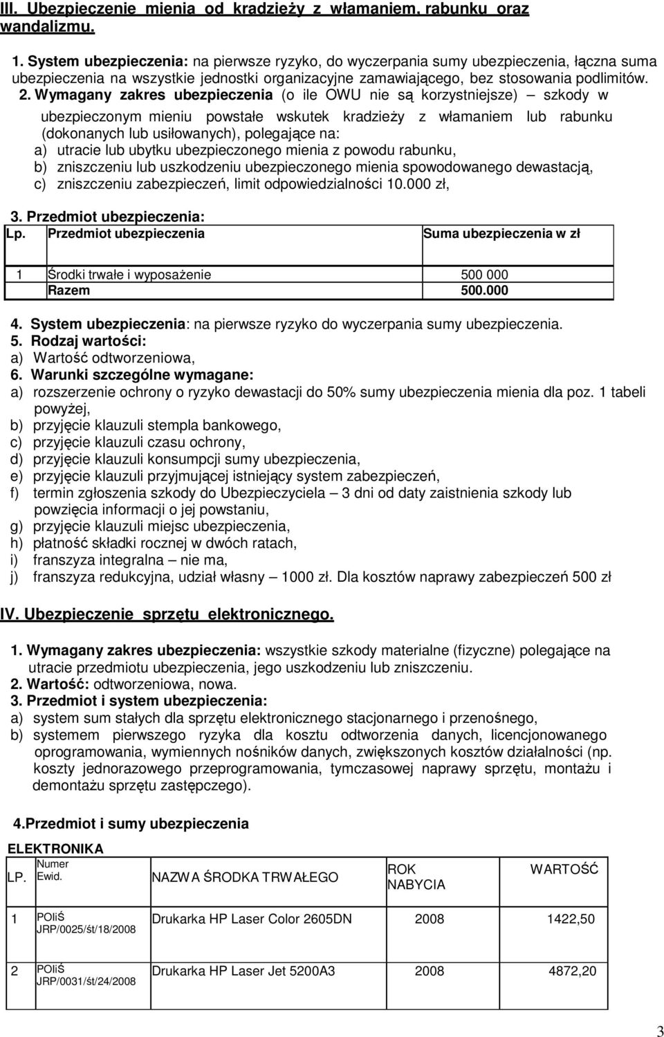 Wymagany zakres ubezpieczenia (o ile OWU nie są korzystniejsze) szkody w ubezpieczonym mieniu powstałe wskutek kradzieży z włamaniem lub rabunku (dokonanych lub usiłowanych), polegające na: a)