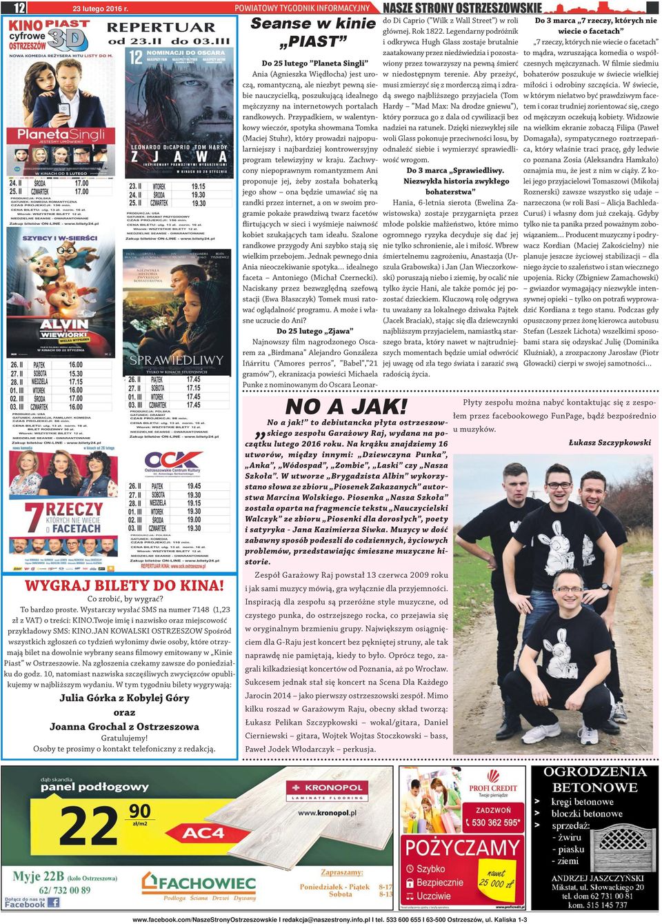 rednia ocen 5,52, liczba pkt. na wiadectwie maturalnym 117. Mateusz Kamieniec Wrocawski, Kodzko, Legnica, any, Nowa Ruda, Pieszyce, Rzeczyca, cinawa, 40-50-minutowego treningu. 15.50 Pierwsza randka. Mikoaj w Brzegu Dolnym - Brzeg Dolny