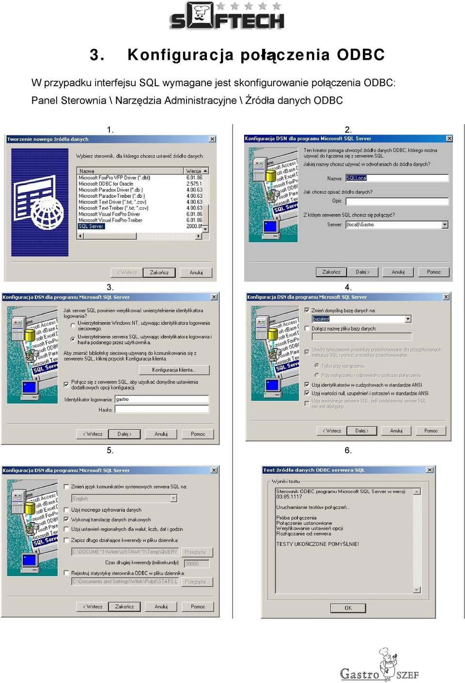 połączenia ODBC: Panel Sterownia \ Narzędzia