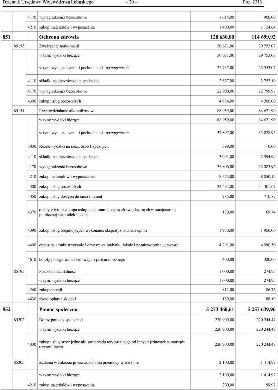 tym: wydatki bieżące 30 671,00 29 753,07 w tym: wynagrodzenia i pochodne od wynagrodzeń 25 737,00 25 553,07 4110 składki na ubezpieczenia społeczne 2 837,00 2 753,10 4170 wynagrodzenia bezosobowe 22