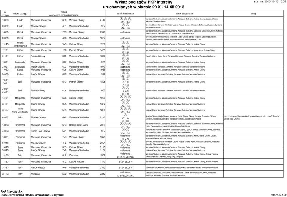 Katowice, Zabrze, Gliwice, Kędzierzyn Koźle, Opole Główne, Wrocław Główny Wrocław Główny, Opole Główne, Kędzierzyn Koźle, Gliwice, Zabrze, Katowice, Sosnowiec Główny, 6108/9 Górnik Wrocław Główny