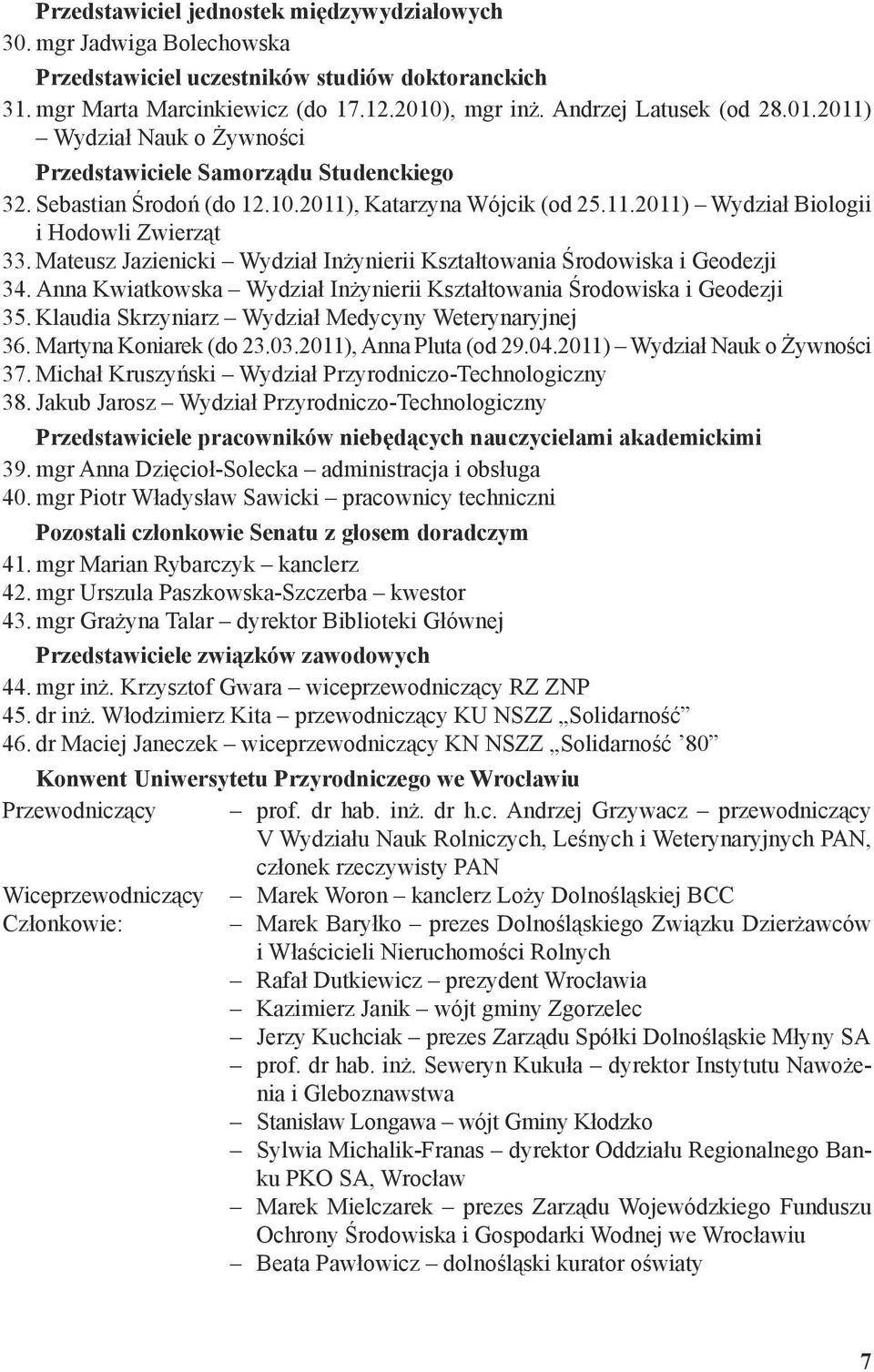 Mateusz Jazienicki Wydział Inżynierii Kształtowania Środowiska i Geodezji 34. Anna Kwiatkowska Wydział Inżynierii Kształtowania Środowiska i Geodezji 35.