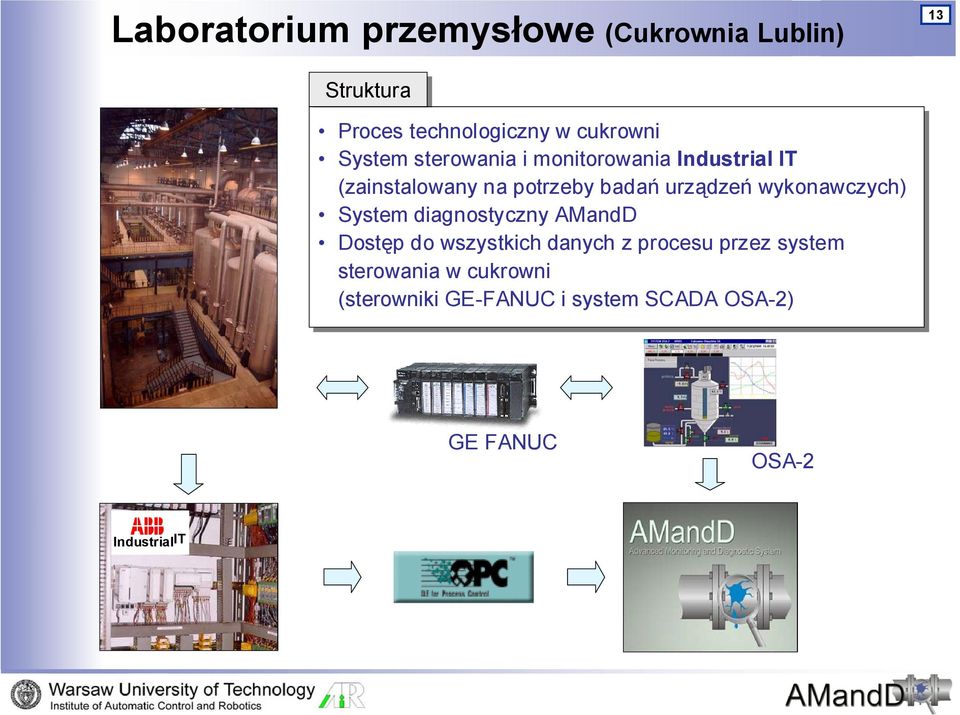 wykonawczych) System diagnostyczny AMandD Dostęp do wszystkich danych z procesu przez