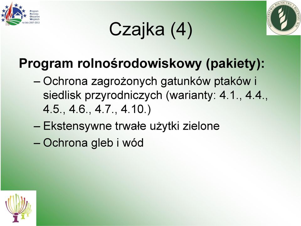 przyrodniczych (warianty: 4.1., 4.4., 4.5., 4.6., 4.7.
