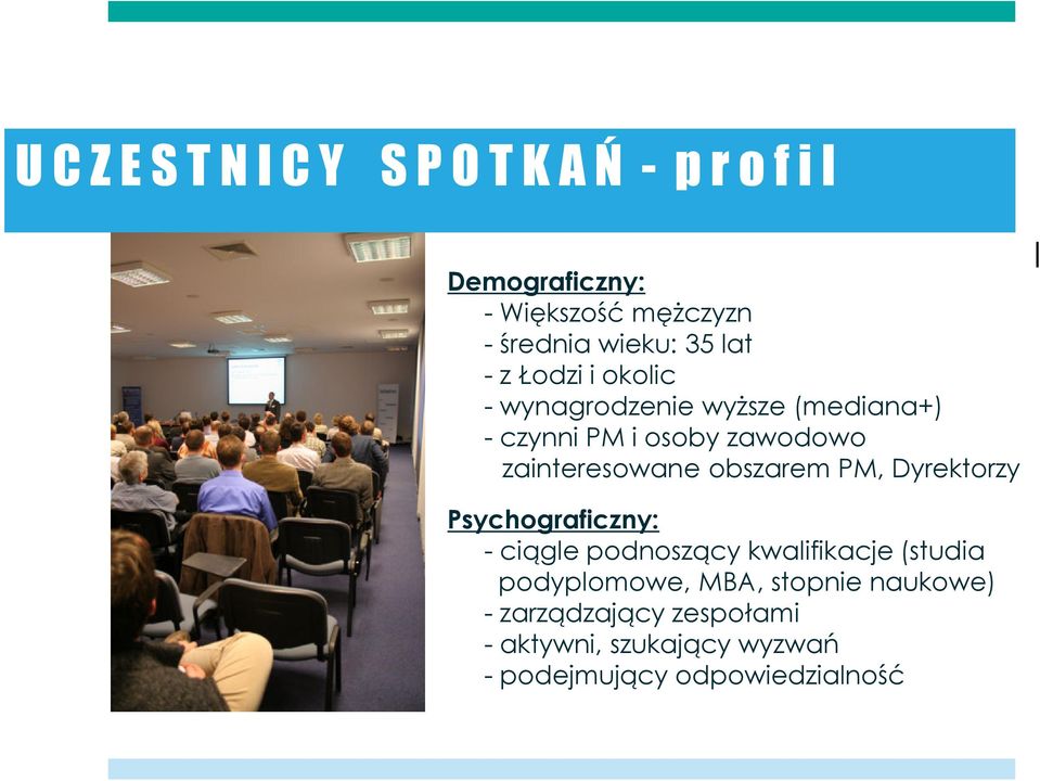 zawodowo zainteresowane obszarem PM, Dyrektorzy Psychograficzny: - ciągle podnoszący kwalifikacje (studia