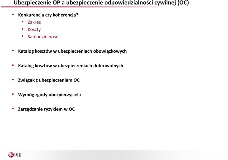 Zakres Koszty Samodzielność Katalog kosztów w ubezpieczeniach