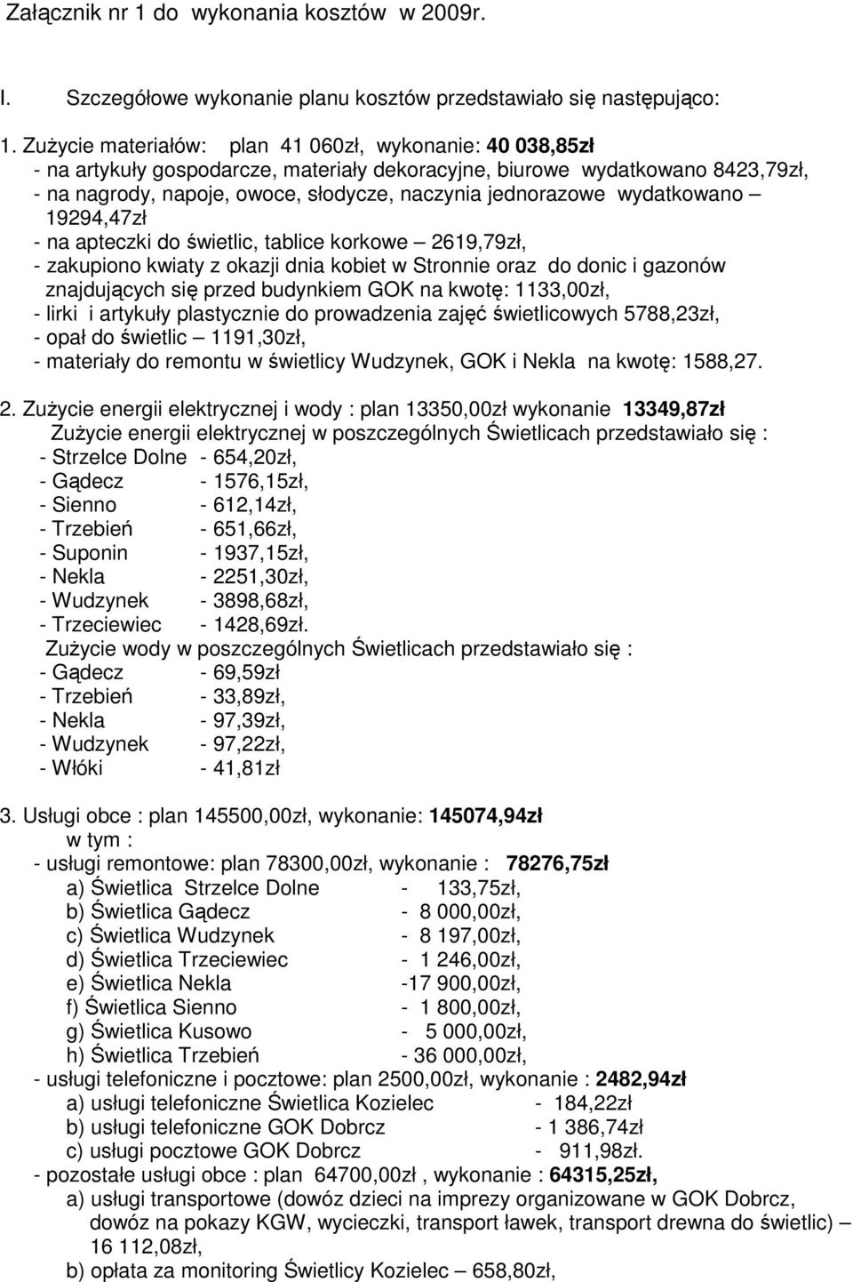 wydatkowano 19294,47zł - na apteczki do świetlic, tablice korkowe 2619,79zł, - zakupiono kwiaty z okazji dnia kobiet w Stronnie oraz do donic i gazonów znajdujących się przed budynkiem GOK na kwotę: