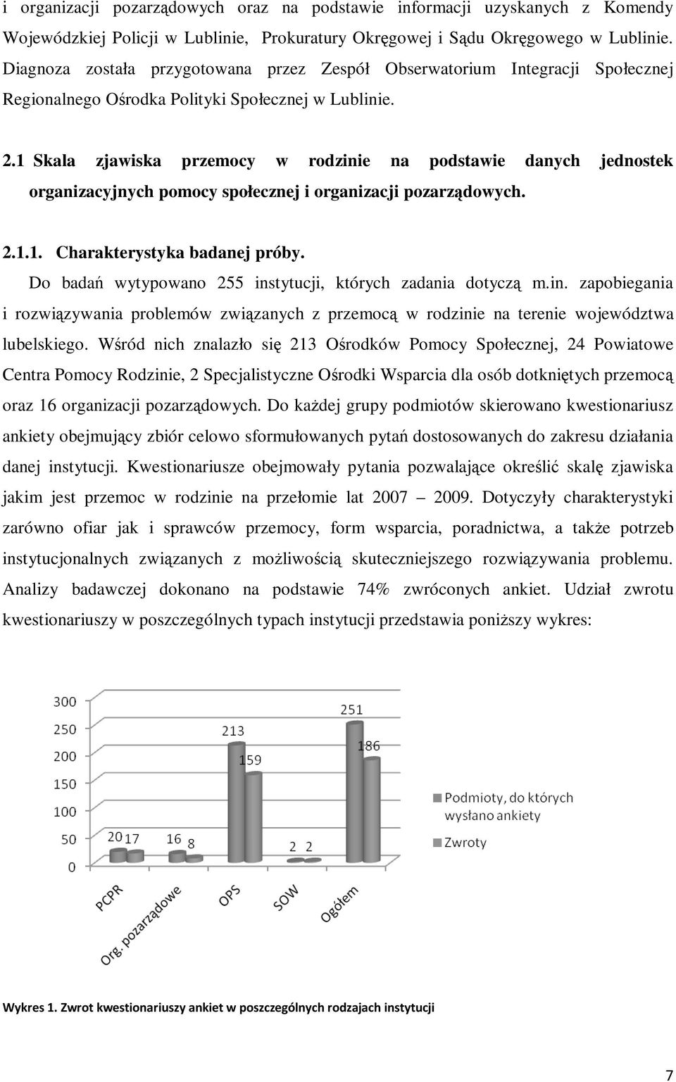 1 Skala zjawiska przemocy w rodzinie na podstawie danych jednostek organizacyjnych pomocy społecznej i organizacji pozarządowych. 2.1.1. Charakterystyka badanej próby.