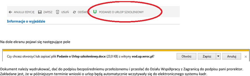 Zagranicą do podpisu pani prorektor.