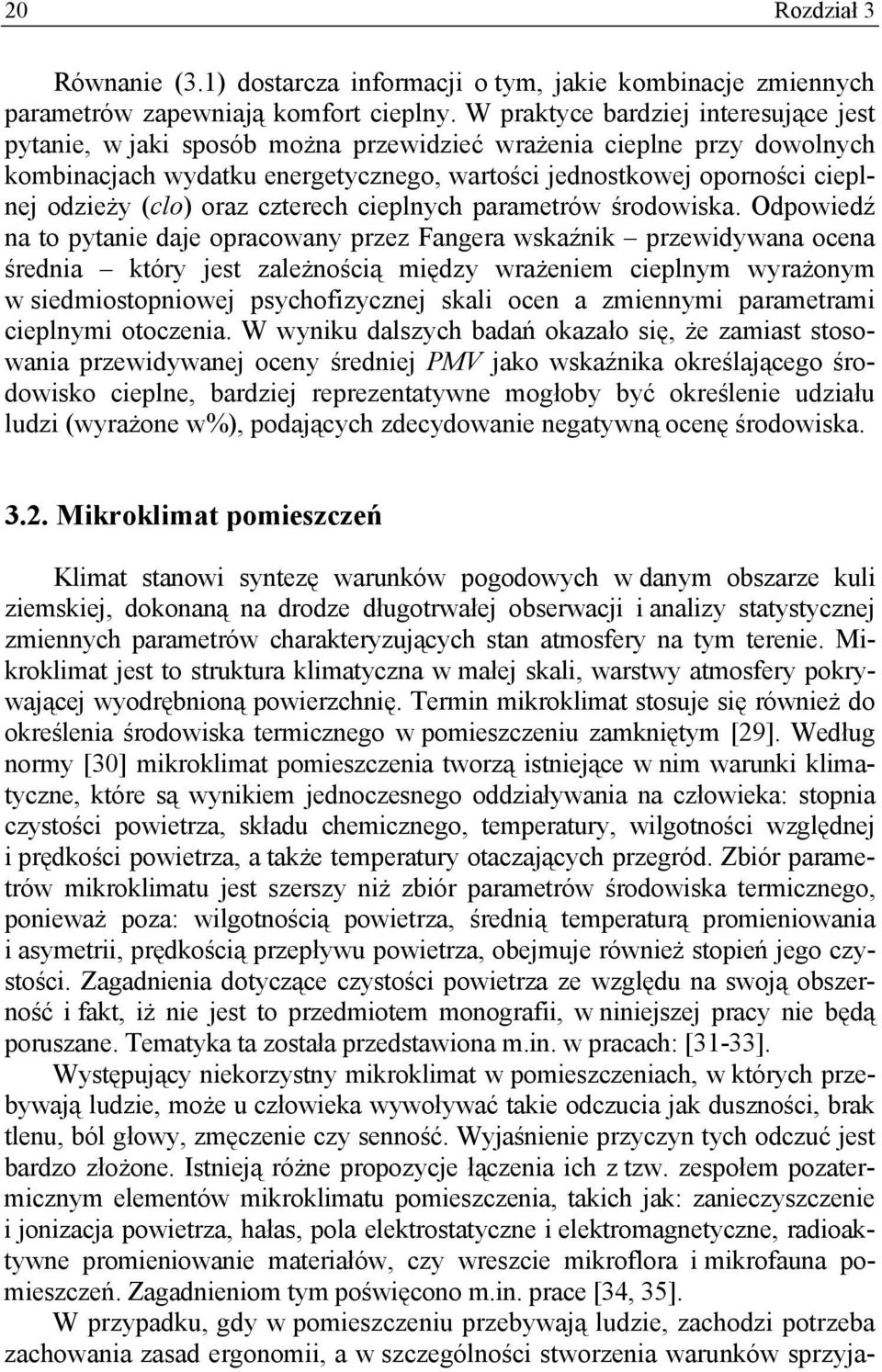 (clo) oraz czterech cieplnych parametrów środowiska.