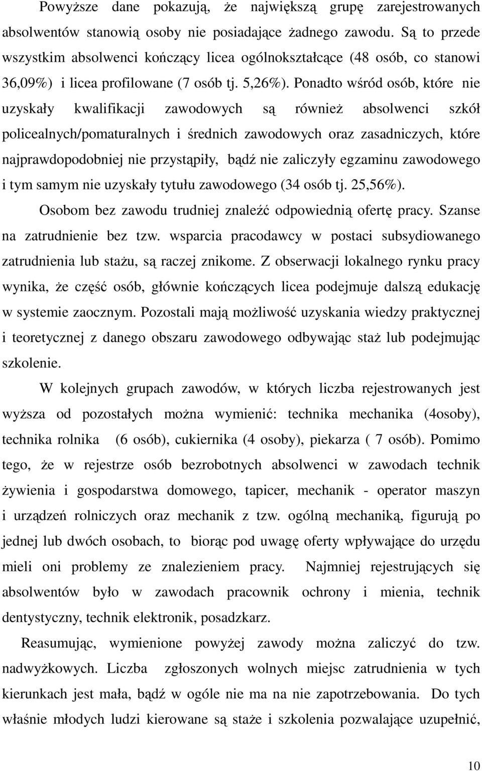 Ponadto wśród osób, które nie uzyskały kwalifikacji zawodowych są również absolwenci szkół policealnych/pomaturalnych i średnich zawodowych oraz zasadniczych, które najprawdopodobniej nie