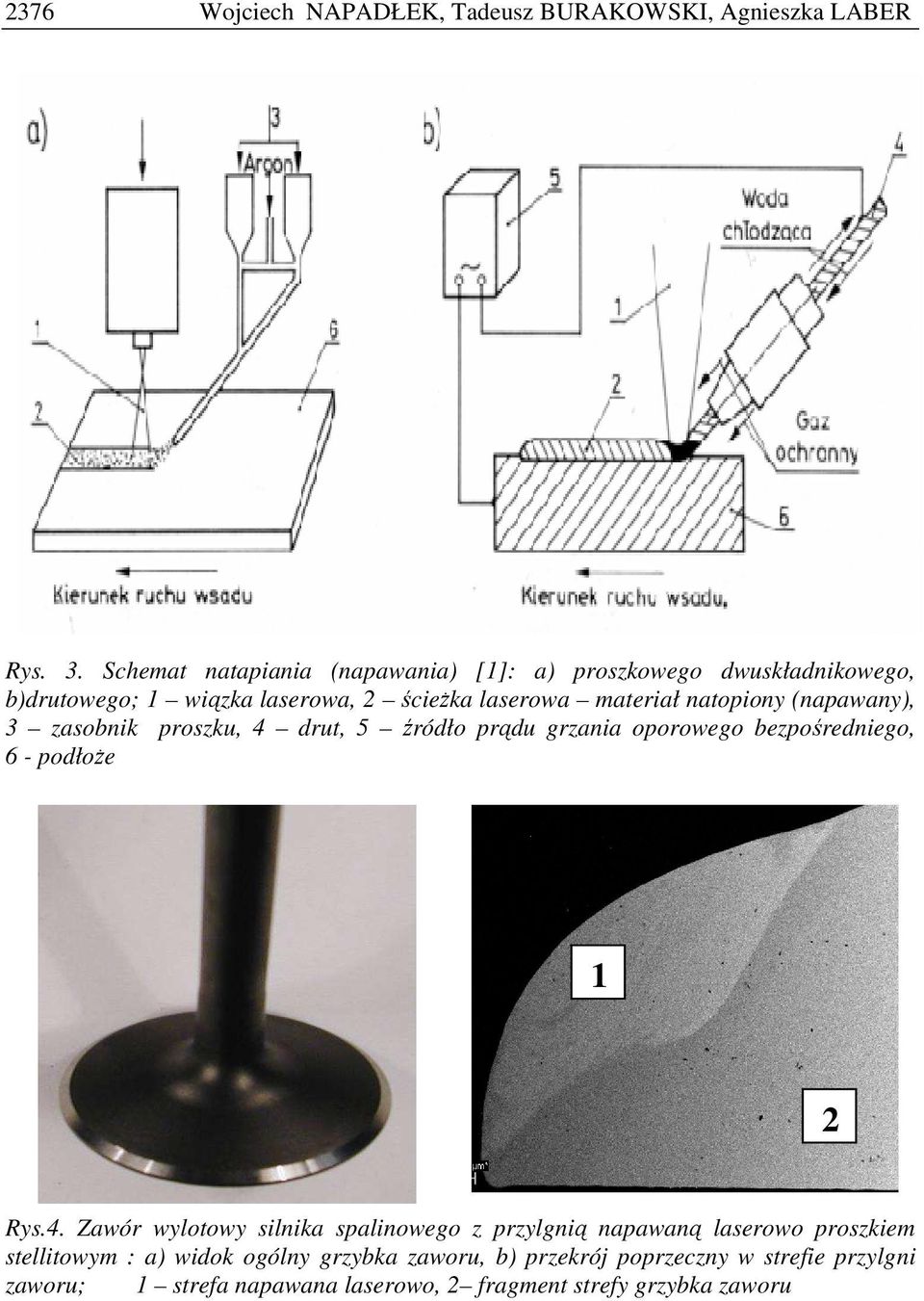 natopiony (napawany), 3 zasobnik proszku, 4 