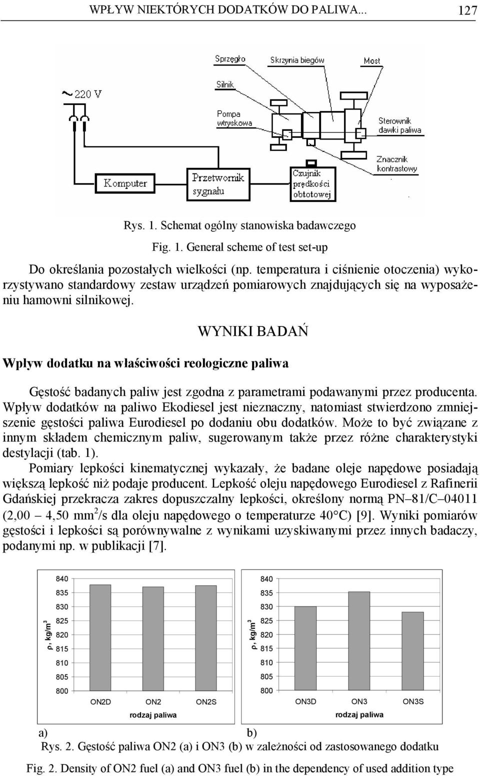 WYNIKI BADAŃ Wpływ dodatku na właściwości reologiczne paliwa Gęstość badanych paliw jest zgodna z parametrami podawanymi przez producenta.