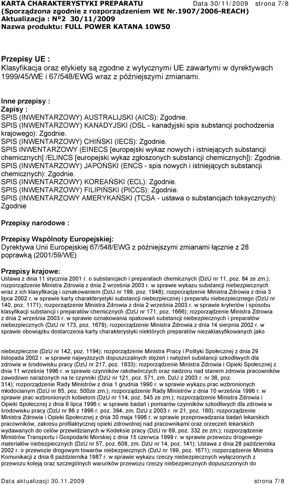 SPIS (INWENTARZOWY) CHIŃSKI (IECS): Zgodnie.