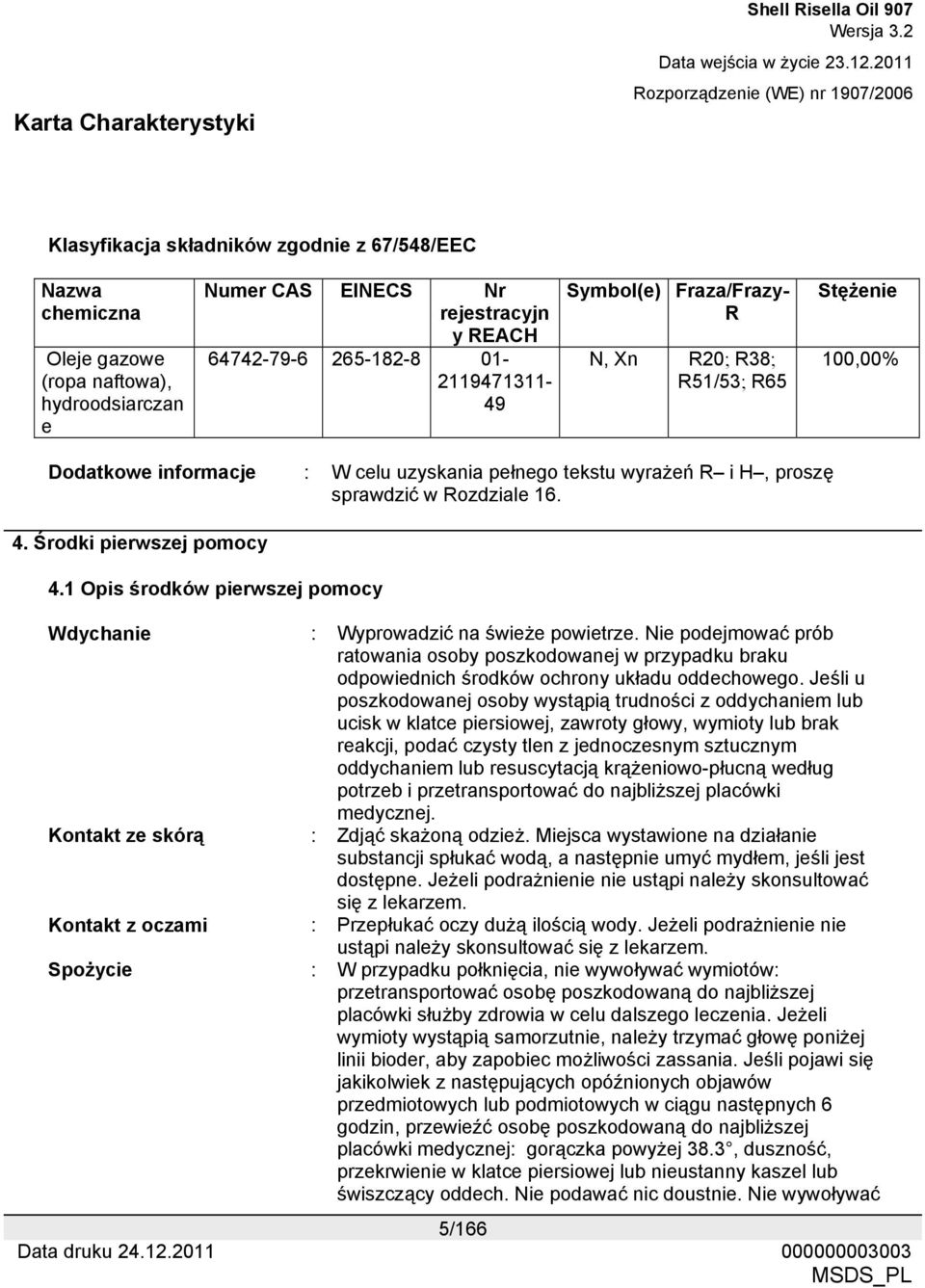 1 Opis środków pierwszej pomocy Wdychanie : Wyprowadzić na świeże powietrze. Nie podejmować prób ratowania osoby poszkodowanej w przypadku braku odpowiednich środków ochrony układu oddechowego.