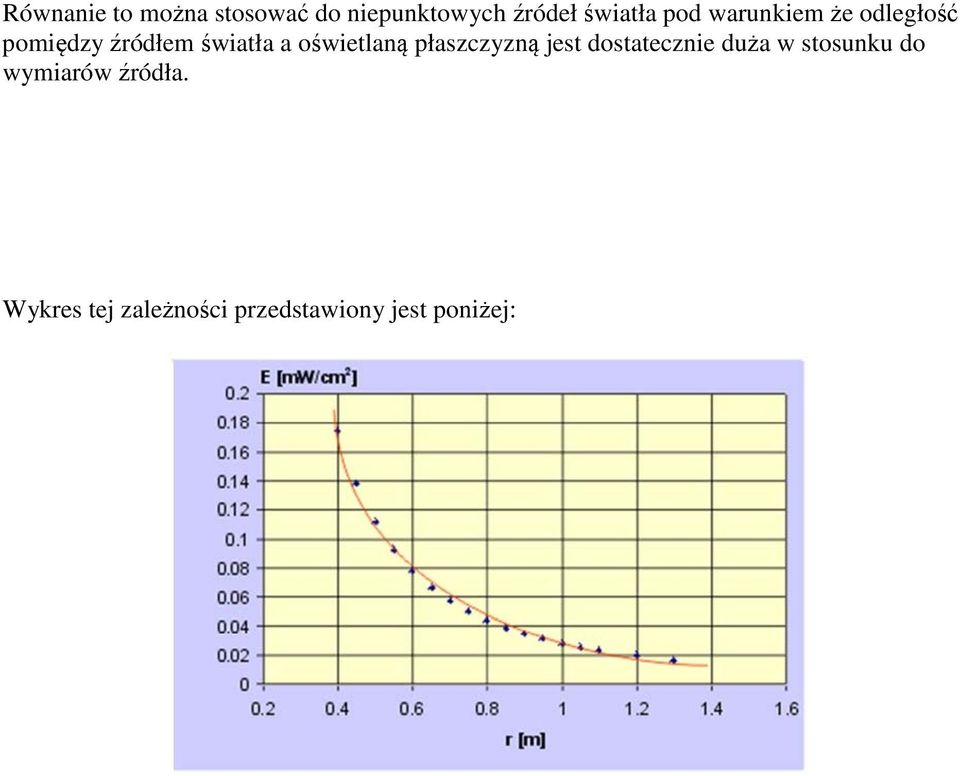 oświetlaną płaszczyzną jest dostatecznie duża w stosunku do