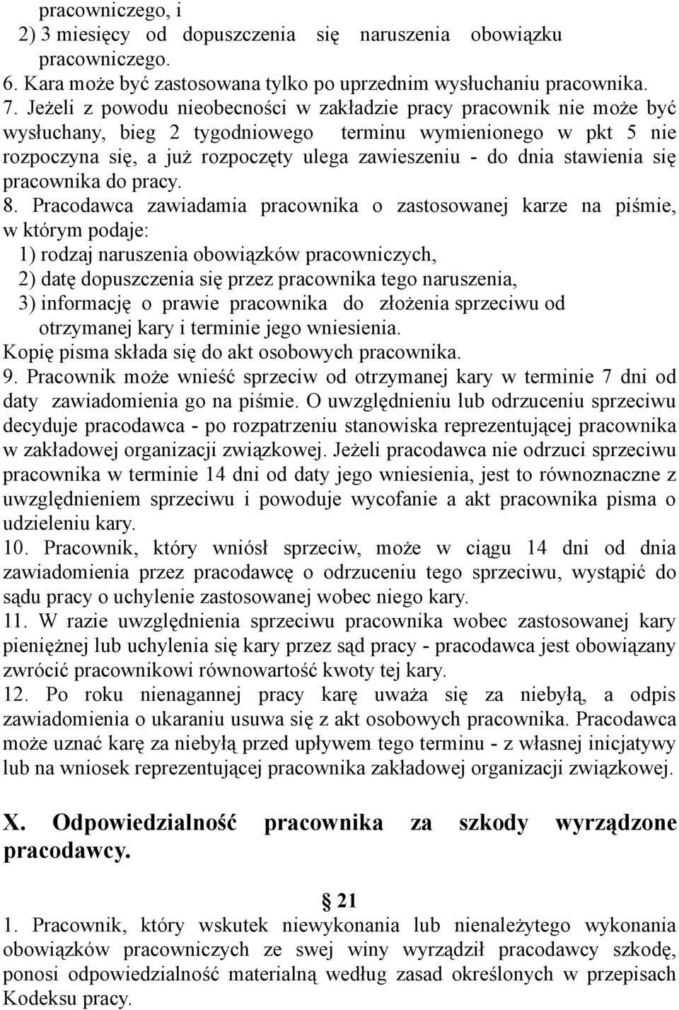 stawienia się pracownika do pracy. 8.