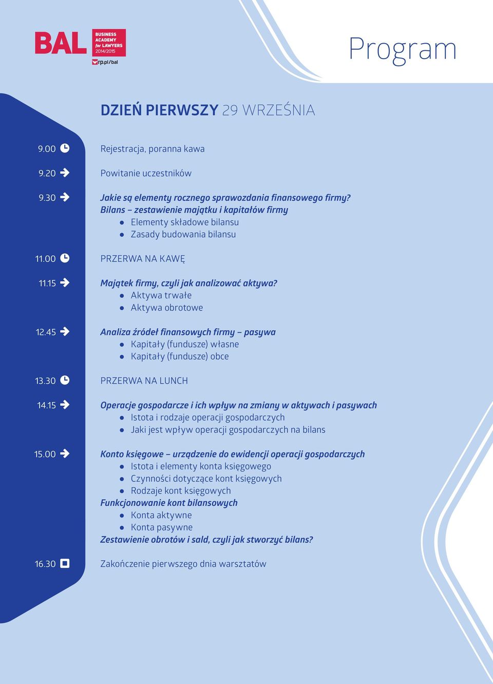 Aktywa trwałe Aktywa obrotowe Analiza źródeł finansowych firmy pasywa Kapitały (fundusze) własne Kapitały (fundusze) obce PRZERWA NA LUNCH Operacje gospodarcze i ich wpływ na zmiany w aktywach i