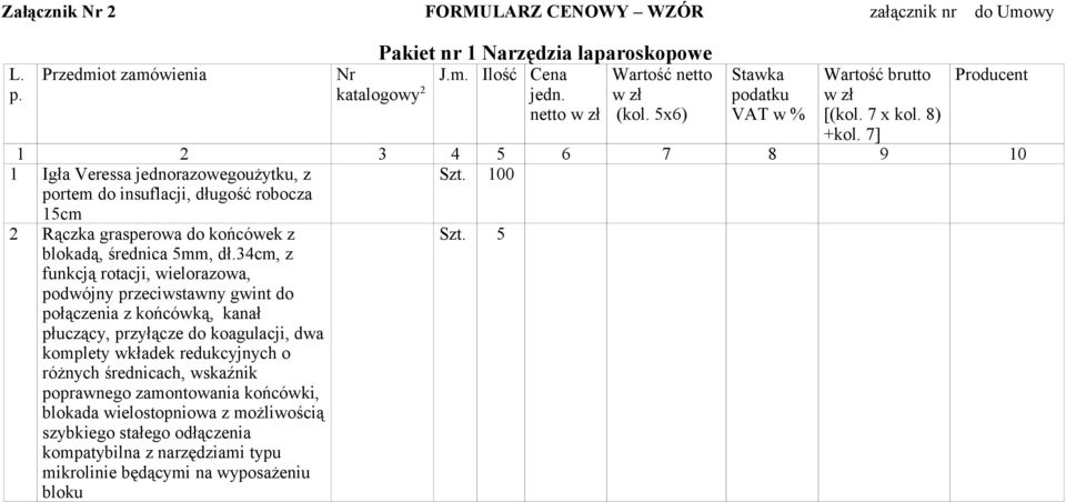 100 2 Rączka grasperowa do końcówek z blokadą, średnica 5mm, dł.