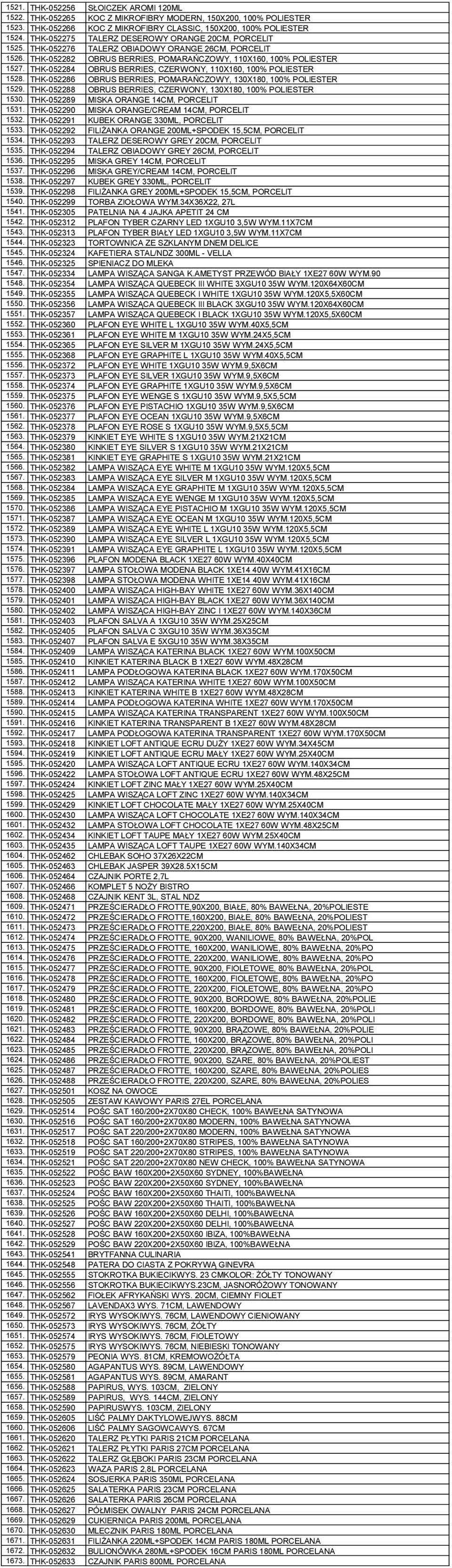 THK-052284 OBRUS BERRIES, CZERWONY, 110X160, 100% POLIESTER 1528. THK-052286 OBRUS BERRIES, POMARAŃCZOWY, 130X180, 100% POLIESTER 1529.