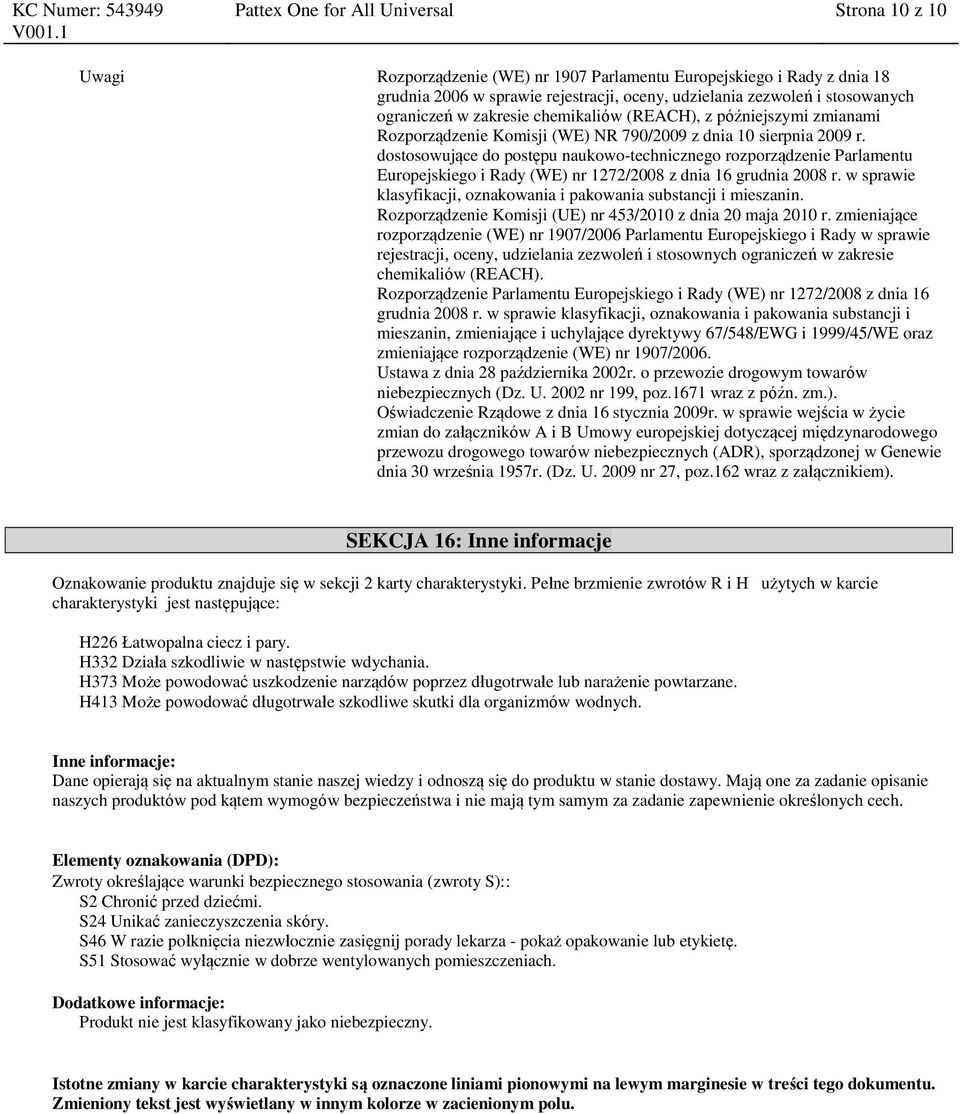 dostosowujące do postępu naukowo-technicznego rozporządzenie Parlamentu Europejskiego i Rady (WE) nr 1272/2008 z dnia 16 grudnia 2008 r.