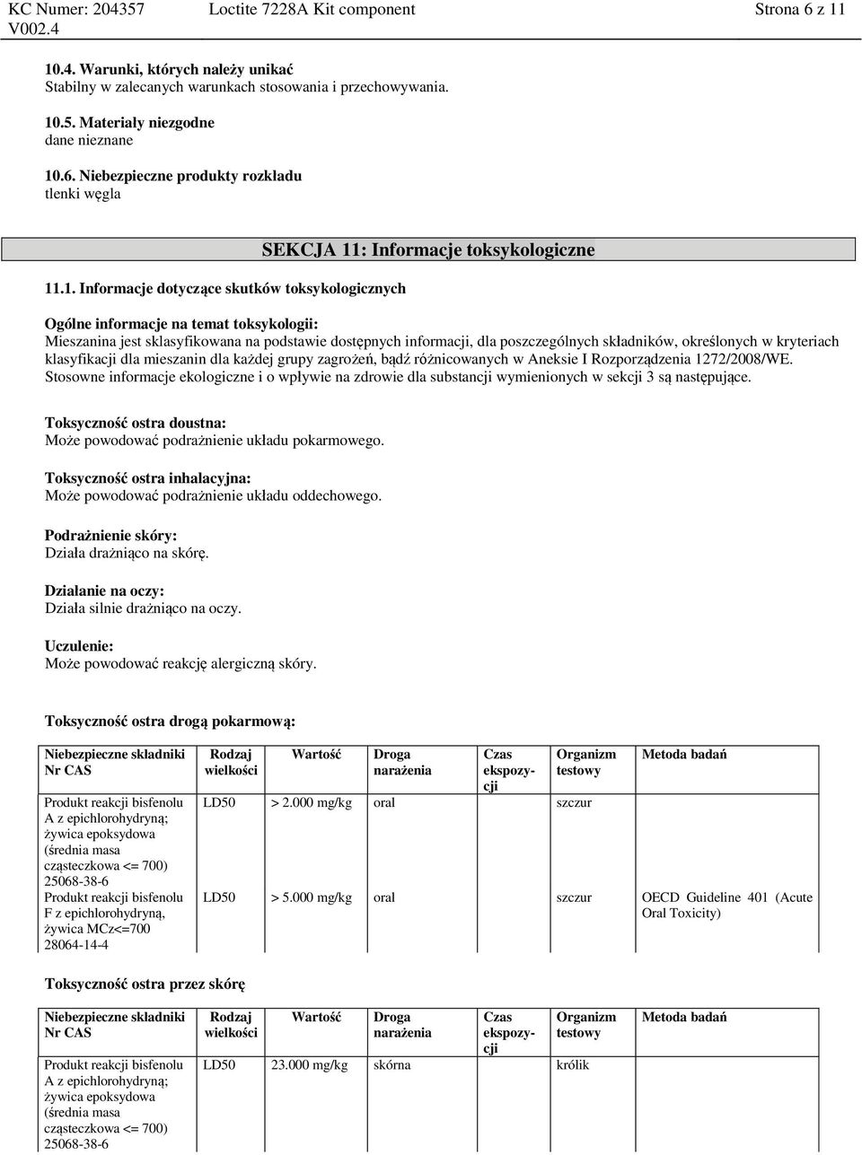 poszczególnych składników, określonych w kryteriach klasyfikacji dla mieszanin dla każdej grupy zagrożeń, bądź różnicowanych w Aneksie I Rozporządzenia 1272/2008/WE.