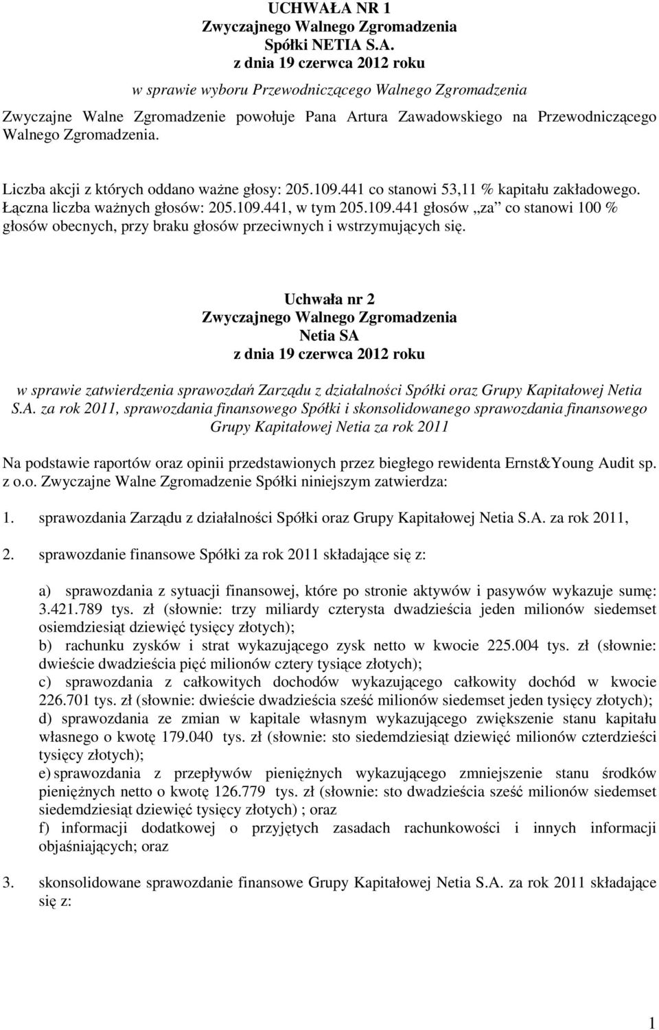 Uchwała nr 2 w sprawie zatwierdzenia sprawozdań Zarządu z działalności Spółki oraz Grupy Kapitałowej Netia S.A.