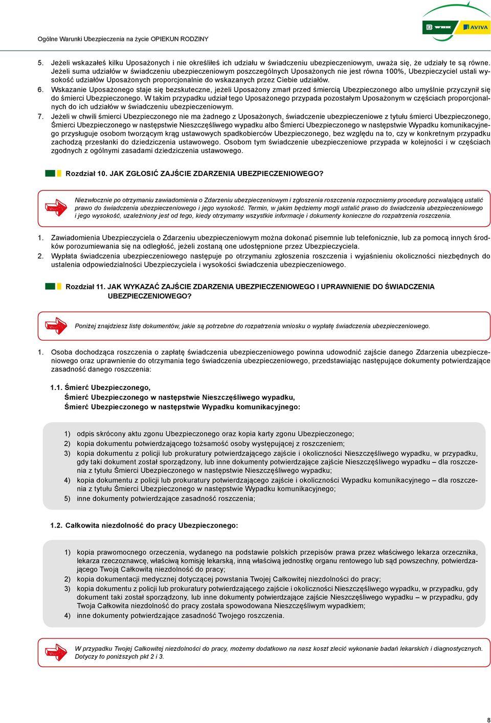 udziałów. 6. Wskazanie Uposażonego staje się bezskuteczne, jeżeli Uposażony zmarł przed śmiercią albo umyślnie przyczynił się do śmierci.