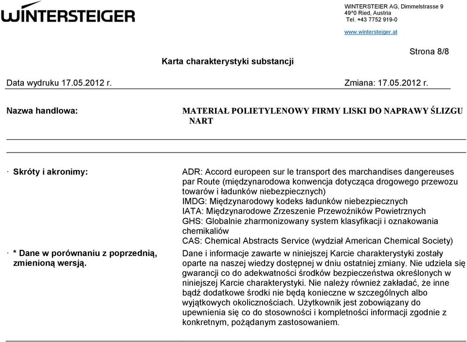 Chemical Abstracts Service (wydział American Chemical Society) * Dane w porównaniu z poprzednią, zmienioną wersją.