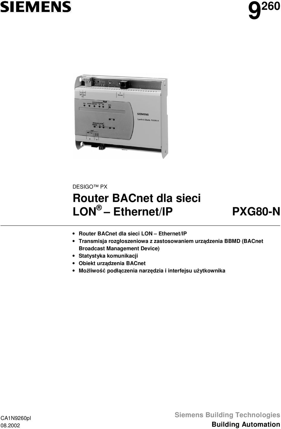 Management Device) Statystyka komunikacji Obiekt urzdzenia BACnet Moliwo podłczenia