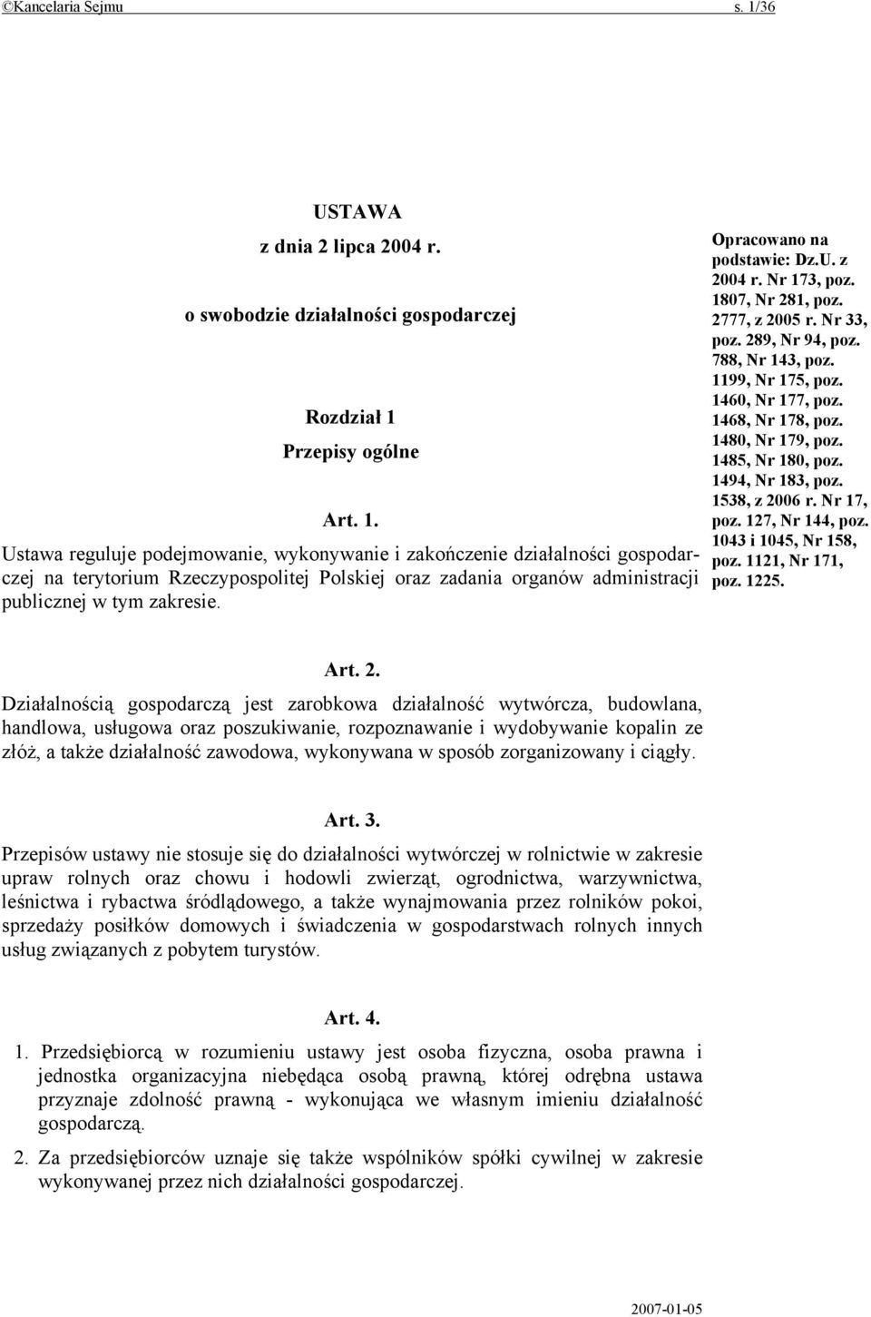 Przepisy ogólne Art. 1.