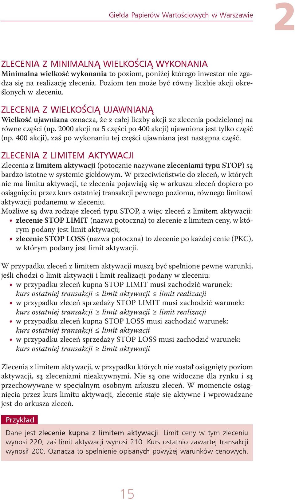 2000 akcji na 5 części po 400 akcji) ujawniona jest tylko część (np. 400 akcji), zaś po wykonaniu tej części ujawniana jest następna część.