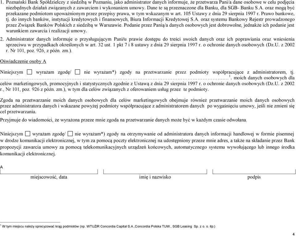 Prawo bankowe, tj. do innych banków, instytucji kredytowych i finansowych, Biura Informacji Kredytowej S.A.