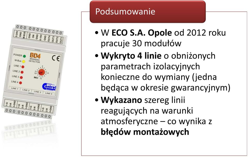 obniżonych parametrach izolacyjnych konieczne do wymiany (jedna