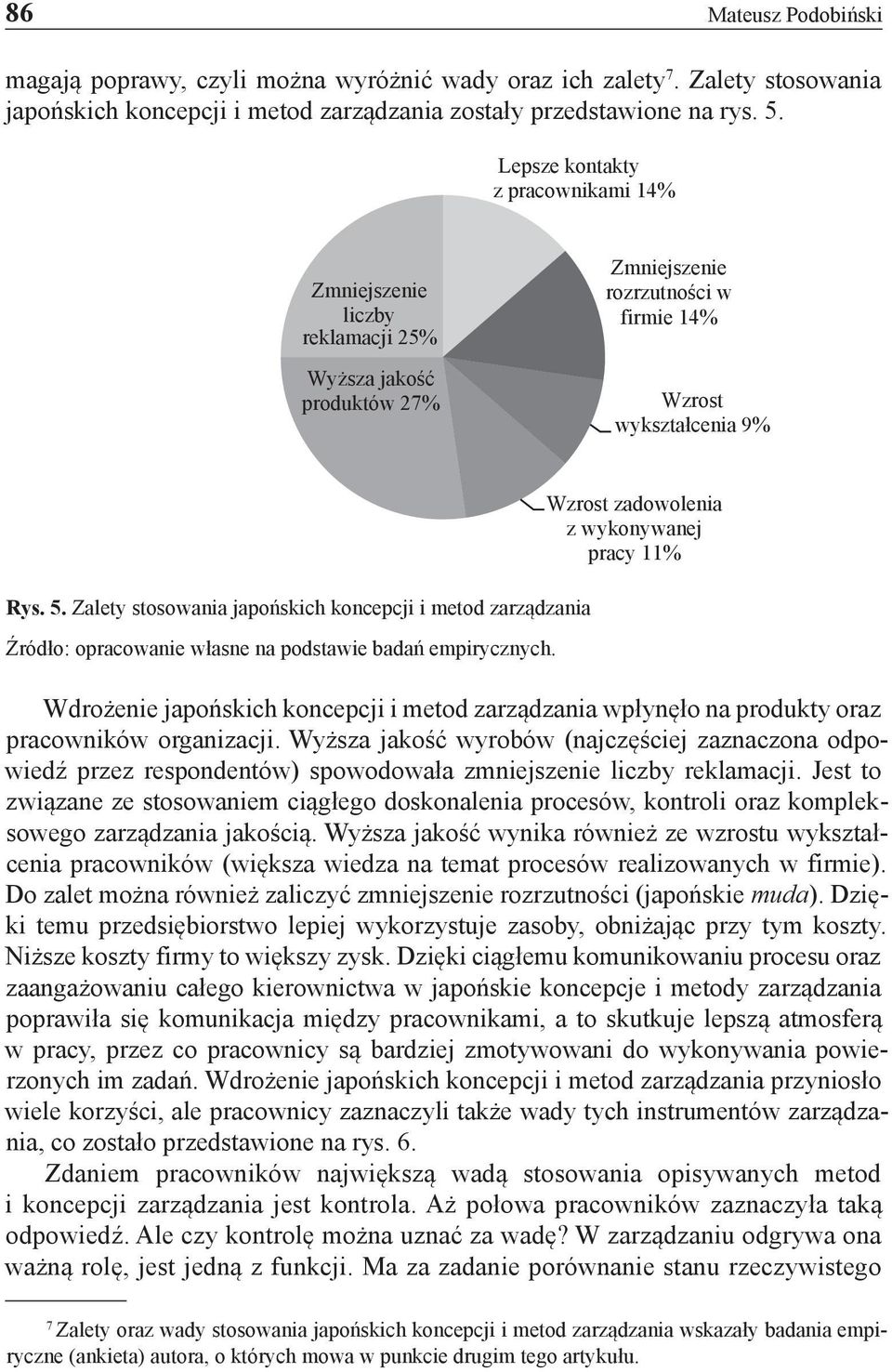 Zalety stosowania japońskich koncepcji i metod zarządzania Źródło: opracowanie własne na podstawie badań empirycznych.