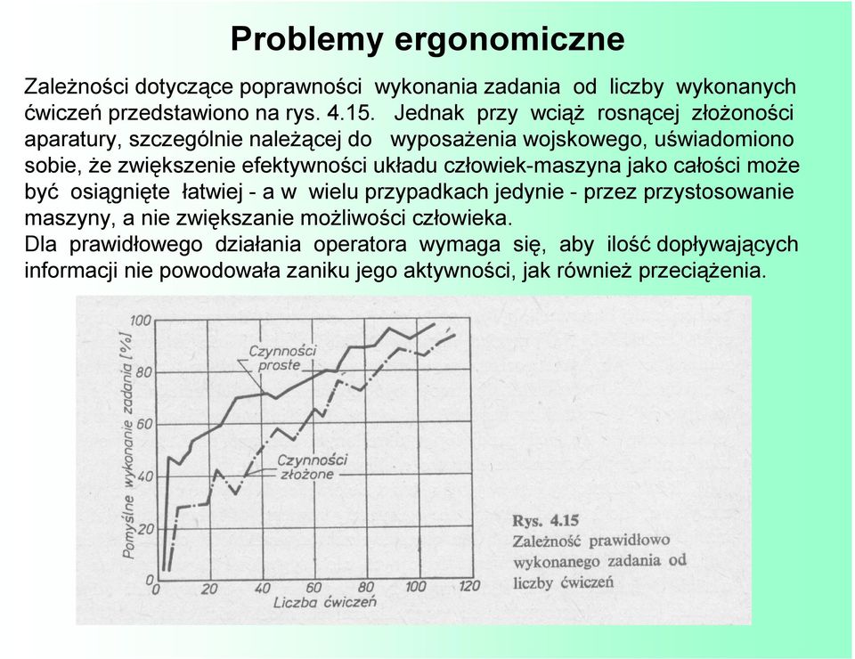 układu człowiek-maszyna jako całości moŝe być osiągnięte łatwiej - a w wielu przypadkach jedynie - przez przystosowanie maszyny, a nie zwiększanie