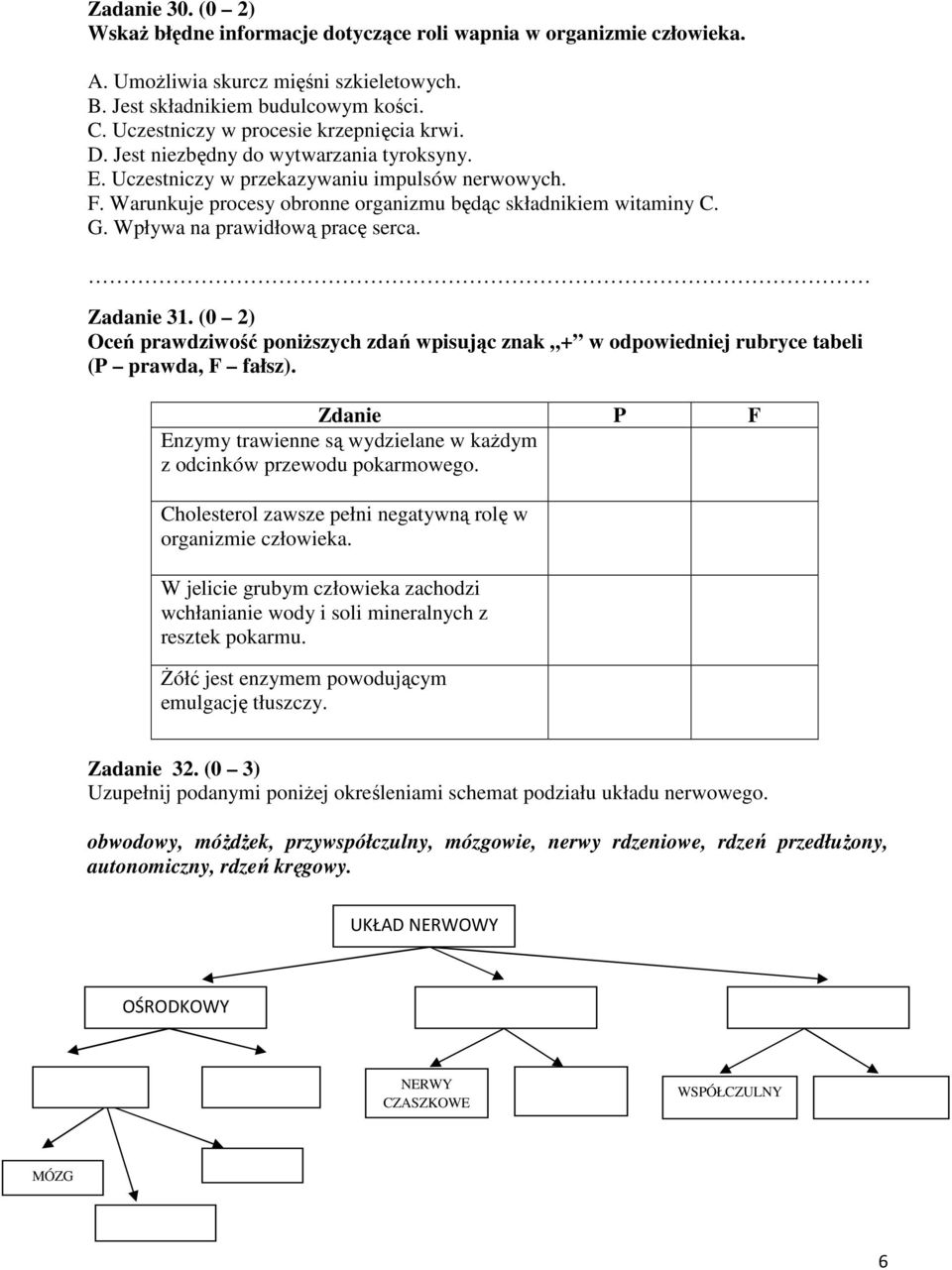 Warunkuje procesy obronne organizmu będąc składnikiem witaminy C. G. Wpływa na prawidłową pracę serca. Zadanie 31.