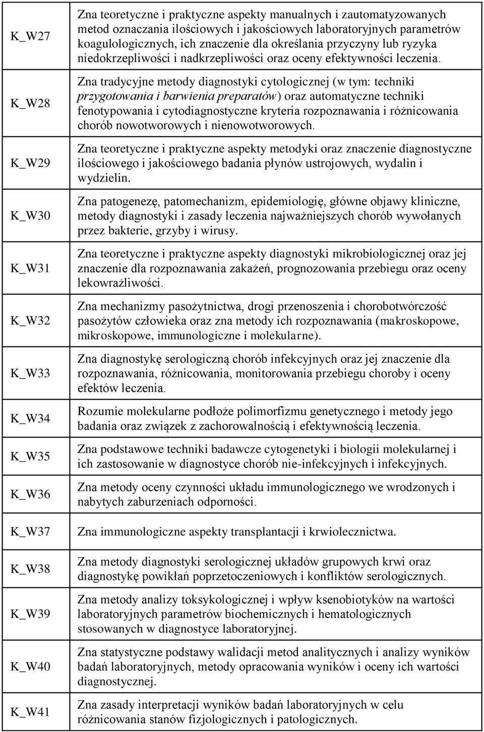 Zna tradycyjne metody diagnostyki cytologicznej (w tym: techniki przygotowania i barwienia preparatów) oraz automatyczne techniki fenotypowania i cytodiagnostyczne kryteria rozpoznawania i