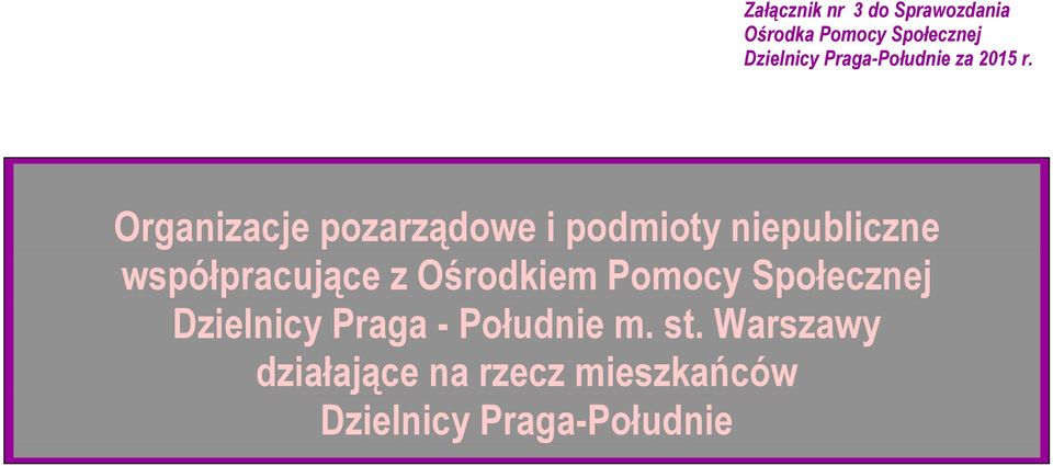 Organizacje pozarządowe i podmioty niepubliczne współpracujące z