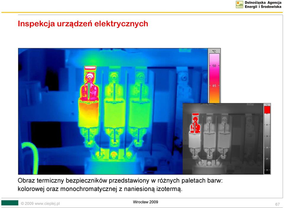 różnych paletach barw: kolorowej oraz