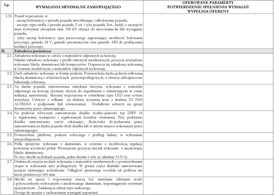 100 kn służące do mocowania lin lub wyciągania pojazdu, - tylny zaczep holowniczy typu paszczowego zapewniający możliwość holowania przyczepy, gniazdo 24 V, gniazdo pneumatyczne oraz gniazdo ABS do
