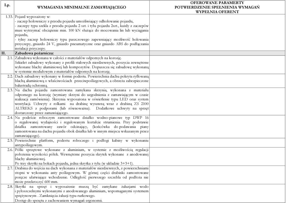 100 kn służące do mocowania lin lub wyciągania pojazdu, - tylny zaczep holowniczy typu paszczowego zapewniający możliwość holowania przyczepy, gniazdo 24 V, gniazdo pneumatyczne oraz gniazdo ABS do